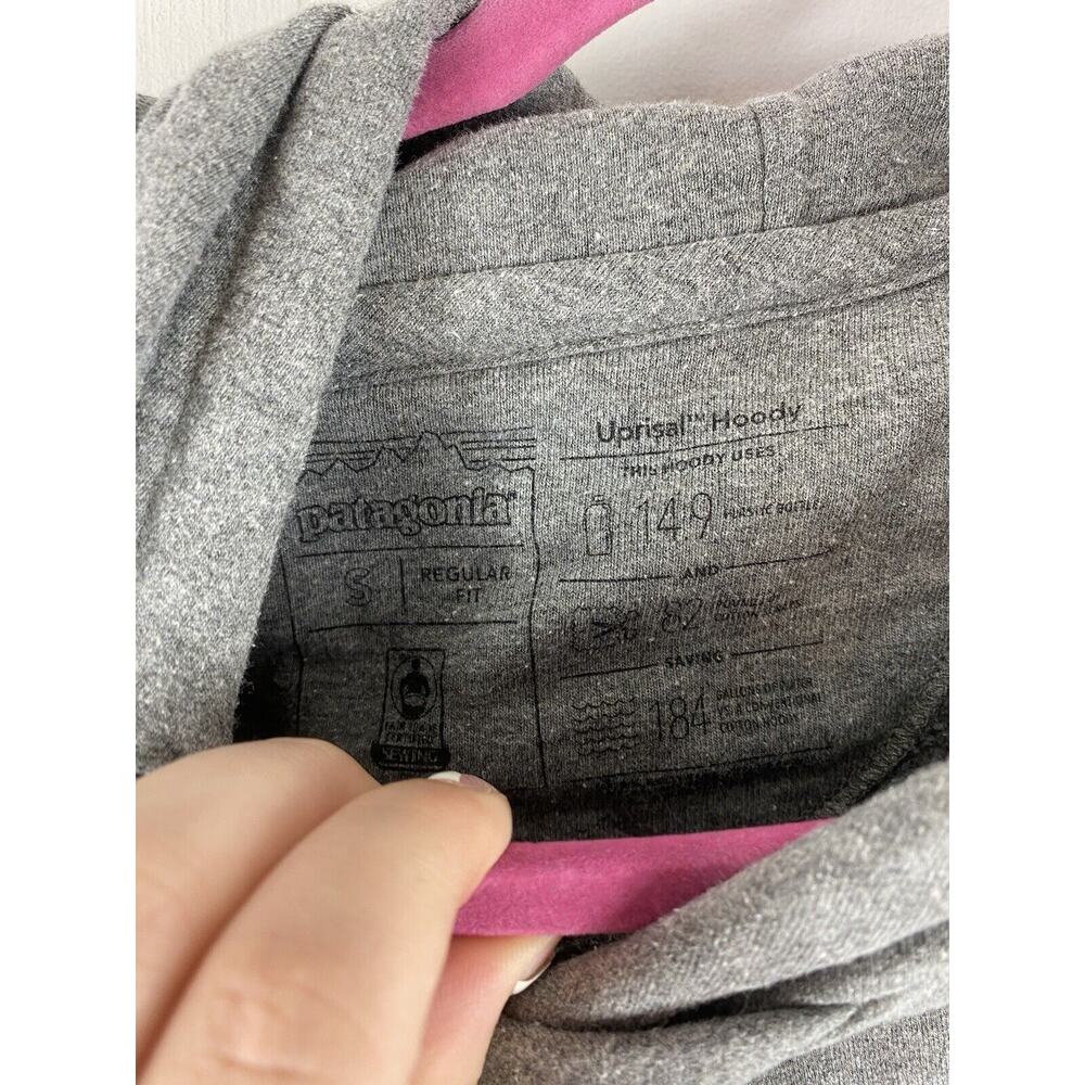 Patagonia Gray Pullover Hoodie with Rainbow Stripe Logo - Picture 2 of 5